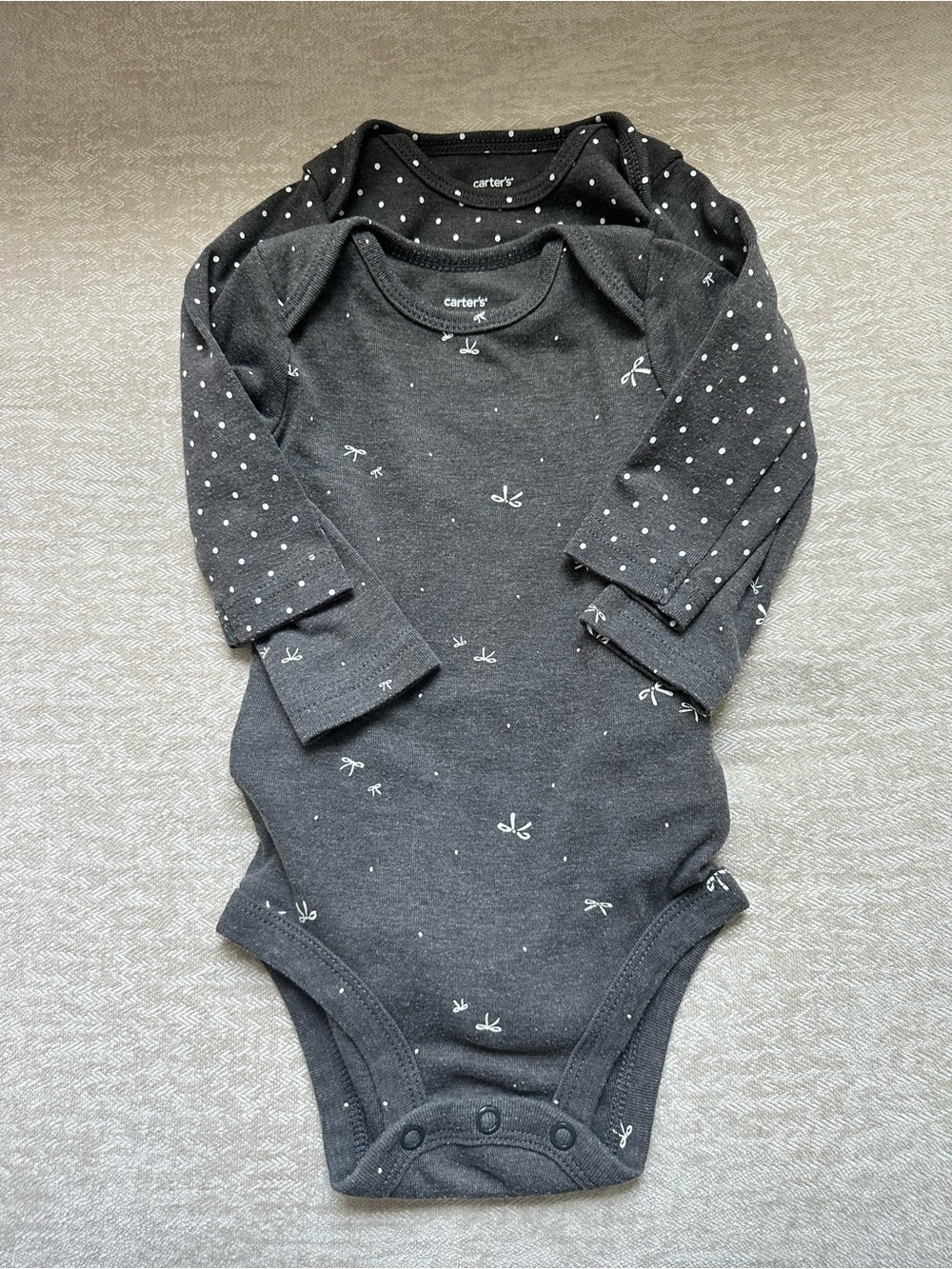 Carter's Charcoal Gray Long-Sleeve Baby One-Piece (2-Pack)